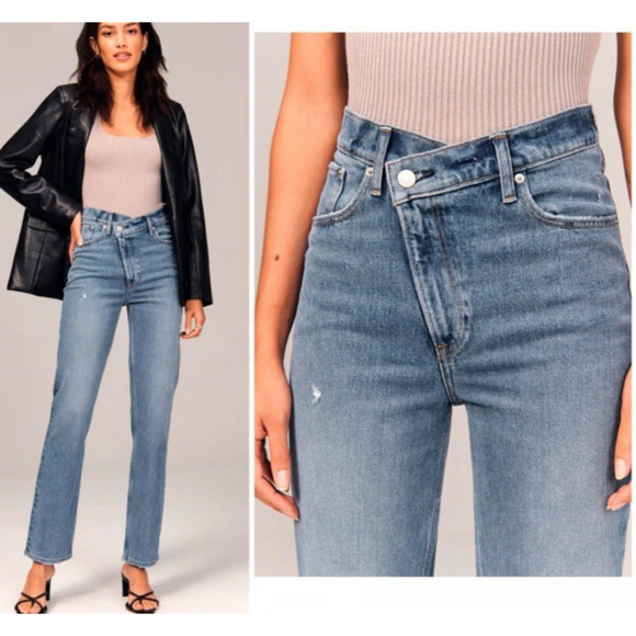 Abercrombie & Fitch Cross Waist Jeans 24 Ultra High Rise 90s Straight Curve Love - Picture 15 of 15